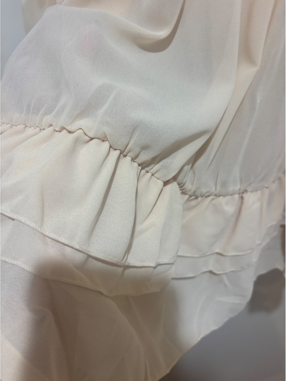 Boho Lace Ruffle Mini Dress Cream Cottagecore Festival Western Size Large - Picture 6 of 7